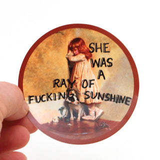Ray of F'ing Sunshine sticker, 3 x 3 sticker - Boutique Bella BellaStickers