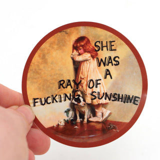 Ray of F'ing Sunshine sticker, 3 x 3 sticker - Boutique Bella BellaStickers