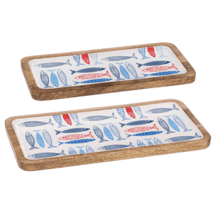 Rectangle Blue & Red Sardine Fish Serving Tray - Boutique Bella Bellatray