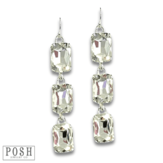 Rectangle rhinestone drop earring - LC - Boutique Bella BellaEarrings