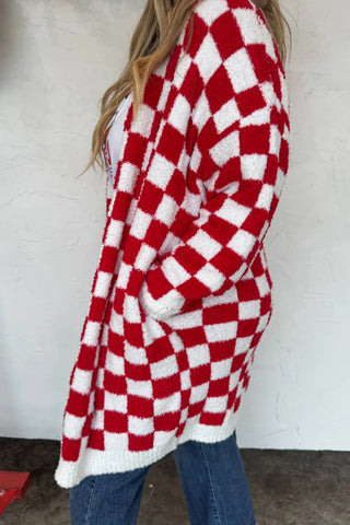 Red And White Checkered Cloud Cardigan - Boutique Bella Bellacardigan