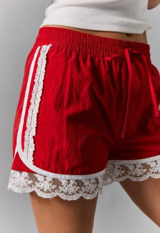 Red Hot Lace Track Shorts - Boutique Bella BellaShorts