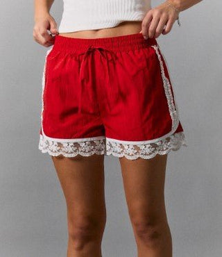Red Hot Lace Track Shorts - Boutique Bella BellaShorts