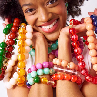 Red Iris Large Resin Bead Necklace - Ink + Alloy - Boutique Bella BellaNeckalce