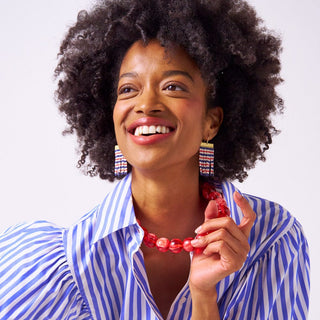 Red Iris Large Resin Bead Necklace - Ink + Alloy - Boutique Bella BellaNeckalce