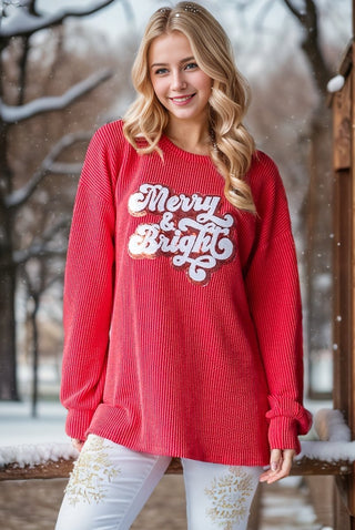 Red Merry & Bright Long Sleeve Top - Boutique Bella Bellatop