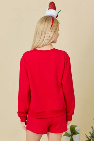 Red Sequin Merry Knit Top - Boutique Bella Bellatop