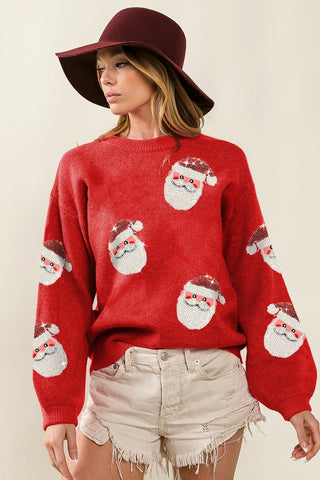 Red Sequin Santa Sweater - Boutique Bella Bellasweater