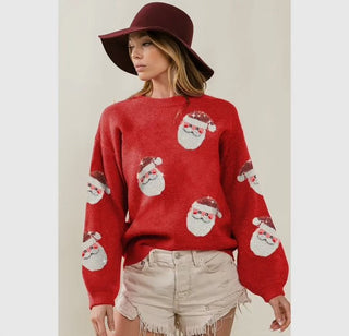 Red Sequin Santa’s - Christmas Sweater - Boutique Bella BellaChristmas sweater