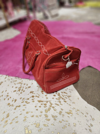 Red Stitched Leather Duffle Bag - Boutique Bella BellaDuffel Bag