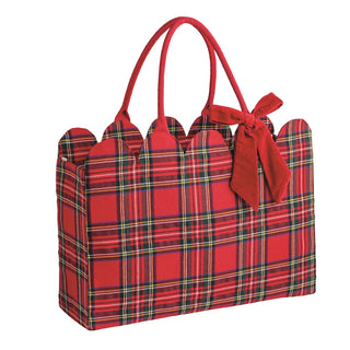 Red Tartan Scallop Tote - Boutique Bella BellaChristmas Tote