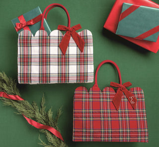 Red Tartan Scallop Tote - Boutique Bella BellaChristmas Tote