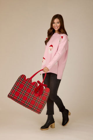 Red Tartan Scallop Tote - Boutique Bella BellaChristmas Tote