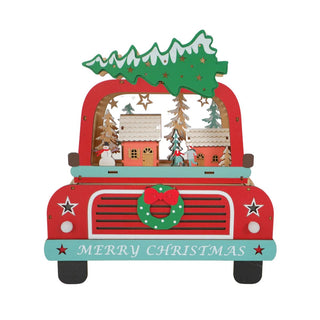 Red Truck Lighted Wooden Christmas Scene - Boutique Bella BellaChristmas Decor