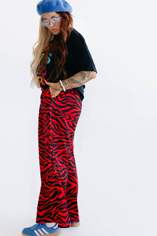 Red Zebra Luxe Trousers - Boutique Bella BellaPants
