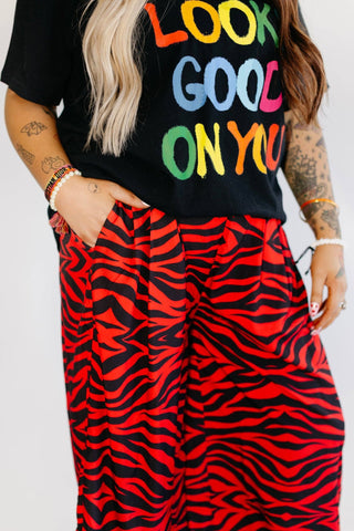 Red Zebra Luxe Trousers - Boutique Bella BellaPants
