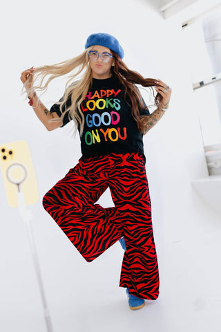 Red Zebra Luxe Trousers - Boutique Bella BellaPants