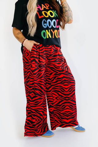 Red Zebra Luxe Trousers - Boutique Bella BellaPants