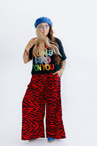 Red Zebra Luxe Trousers - Boutique Bella BellaPants