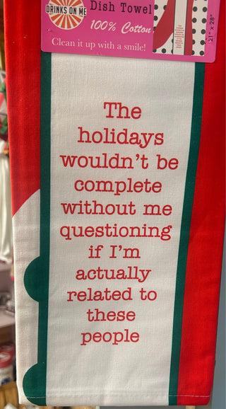 Related to these people Xmas Kitchen Towel - Boutique Bella Bellakitchen towel