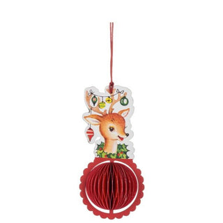 Retro Deer Ornament, Cardboard Ganz - Boutique Bella BellaChristmas Decor