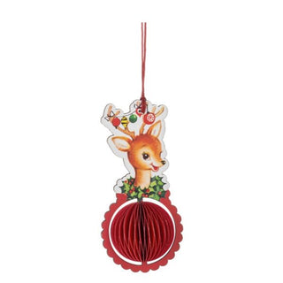 Retro Deer Ornament, Cardboard Ganz - Boutique Bella BellaChristmas Decor