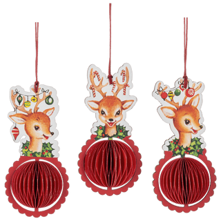 Retro Deer Ornament, Cardboard Ganz - Boutique Bella BellaChristmas Decor