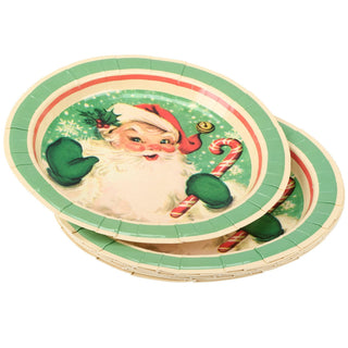 Retro Santa Paper Plates - 8ct - Boutique Bella BellaChristmas