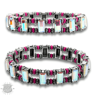 Rhinestone and burnished bead bracelet - Boutique Bella BellaBracelets