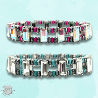 Rhinestone and burnished bead bracelet - Boutique Bella BellaBracelets