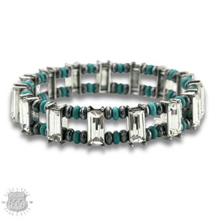 Rhinestone and burnished bead bracelet - Boutique Bella BellaBracelets