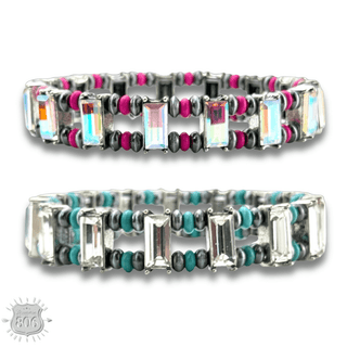 Rhinestone and burnished bead bracelet - Boutique Bella BellaBracelets