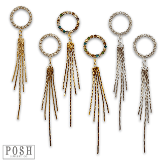 Rhinestone and fringe earring - LC - Boutique Bella BellaEarrings