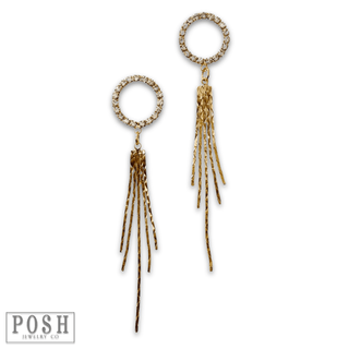 Rhinestone and fringe earring - LC - Boutique Bella BellaEarrings