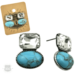 Rhinestone and oval cabochon post earring - Boutique Bella BellaEarrings
