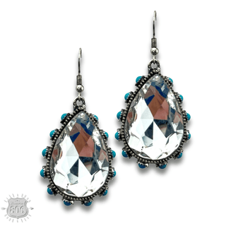 Rhinestone bead studded teardrop earring - LC - Boutique Bella BellaEarrings