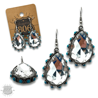 Rhinestone bead studded teardrop earring - LC - Boutique Bella BellaEarrings