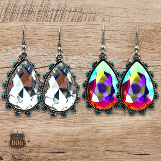 Rhinestone bead studded teardrop earring - LC - Boutique Bella BellaEarrings