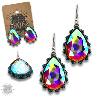 Rhinestone bead studded teardrop earring - LC - Boutique Bella BellaEarrings