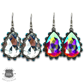 Rhinestone bead studded teardrop earring - LC - Boutique Bella BellaEarrings