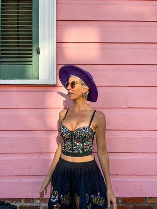 Rhinestone Bustier - Black - Boutique Bella BellaBuster