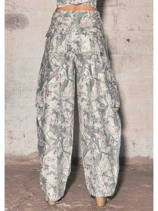 Rhinestone Camo Print Baggy Barrel Jeans - Boutique Bella BellaJeans