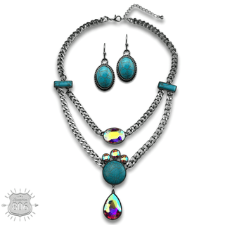 Rhinestone charmed necklace set - LC - Boutique Bella BellaJewelry Set