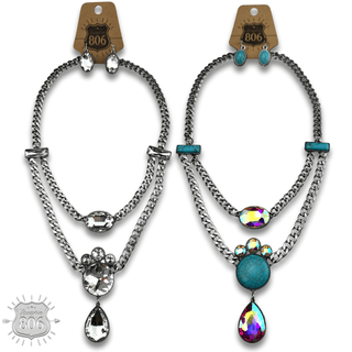 Rhinestone charmed necklace set - LC - Boutique Bella BellaJewelry Set