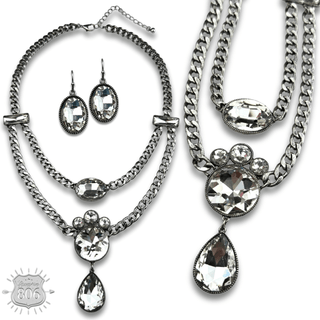 Rhinestone charmed necklace set - LC - Boutique Bella BellaJewelry Set