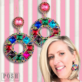 Rhinestone circle dangle earring on rhinestone post - Boutique Bella BellaEarrings