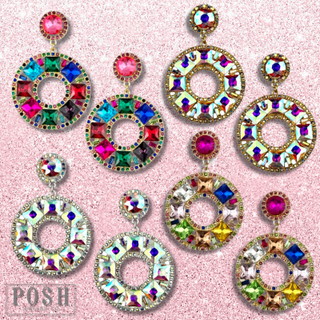 Rhinestone circle dangle earring on rhinestone post - Boutique Bella BellaEarrings