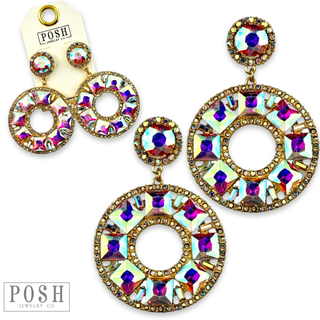 Rhinestone circle dangle earring on rhinestone post - Boutique Bella BellaEarrings