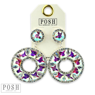Rhinestone circle dangle earring on rhinestone post - Boutique Bella BellaEarrings