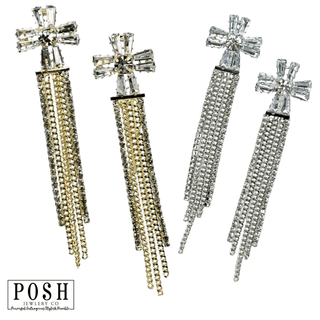Rhinestone cross, fringe earring - Boutique Bella BellaEarrings